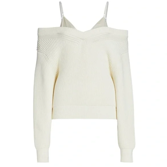 NWT Alexander Wang T Cable knit cami soft white sweater sz XS - Picture 7 of 10